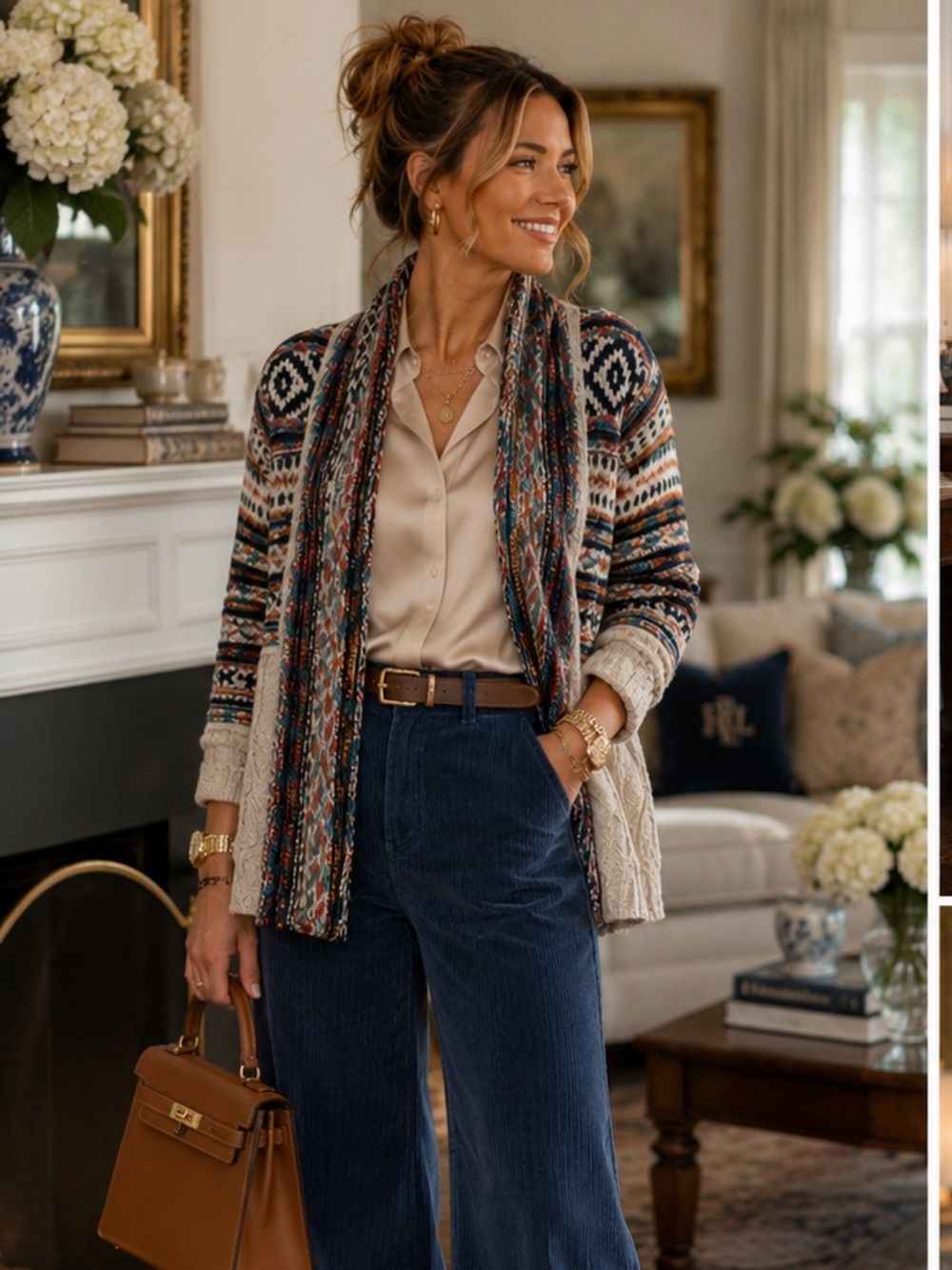 Boho western Aztec colorful knit cardigan duster sweater XL IB Diffusion